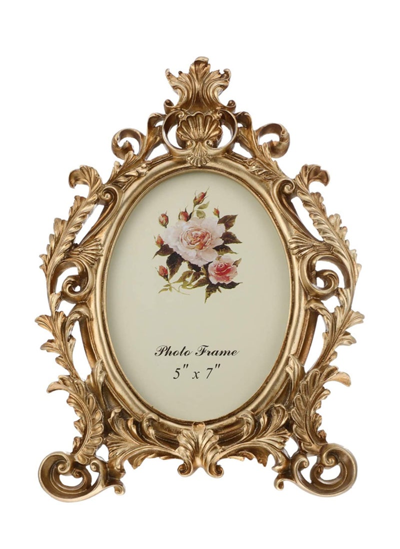 Picture Frames, European Style Vintage Picture Frames, Oval Antique Photo Frame for Living Room Decor Wall Gallery or Tabletop Photo Display(7 Inches)