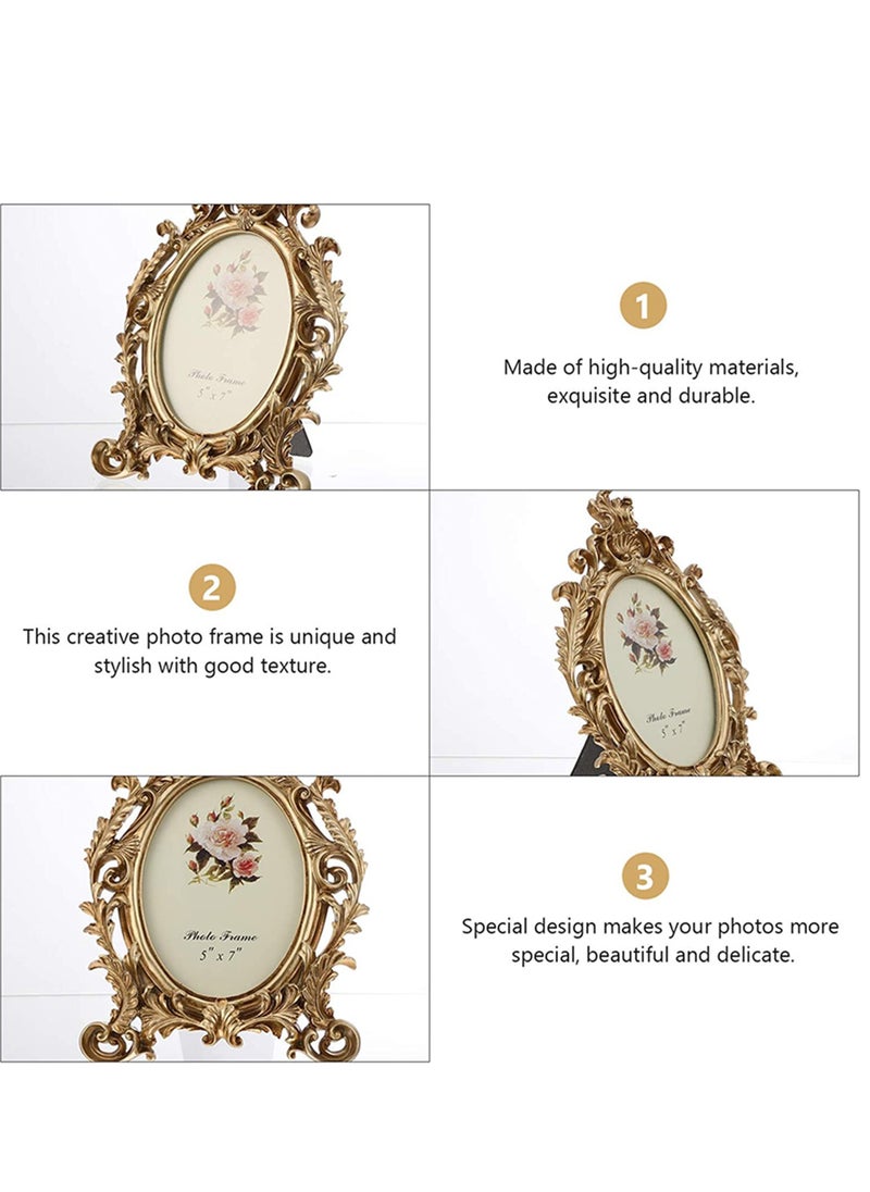 Picture Frames, European Style Vintage Picture Frames, Oval Antique Photo Frame for Living Room Decor Wall Gallery or Tabletop Photo Display(7 Inches)