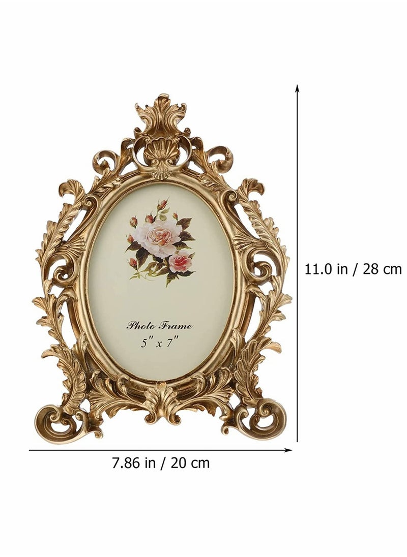 Picture Frames, European Style Vintage Picture Frames, Oval Antique Photo Frame for Living Room Decor Wall Gallery or Tabletop Photo Display(7 Inches)