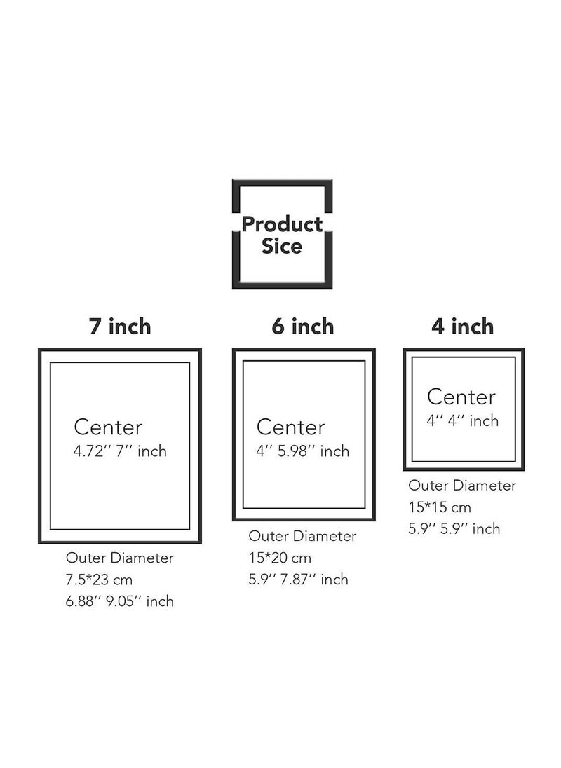 Set of 3 Glass Picture Frame, Collection Simple Metal Floating Frame with Glass Cover Includes 4x4, 4x 6, 5x7