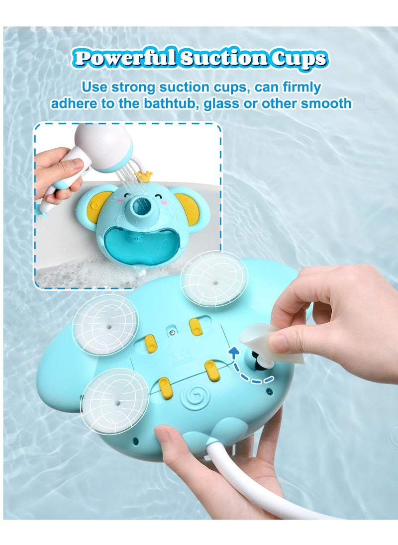 Baby Bath Toy with Shower Head, Elephant Water Spray Squirt Shower Faucet and Automatic Bubble with Music & Light, Bathtub Water Pump Summer Essentials for Toddlers and Kids Ages 1-3