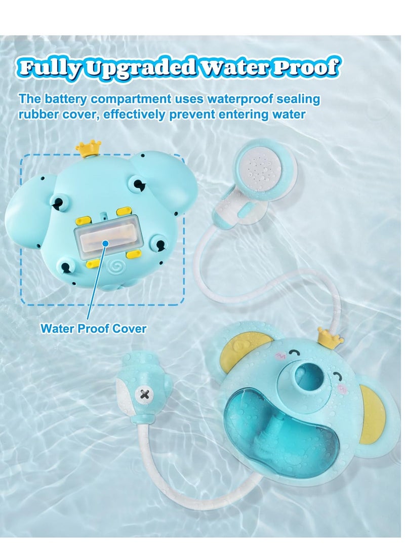 Baby Bath Toy with Shower Head, Elephant Water Spray Squirt Shower Faucet and Automatic Bubble with Music & Light, Bathtub Water Pump Summer Essentials for Toddlers and Kids Ages 1-3