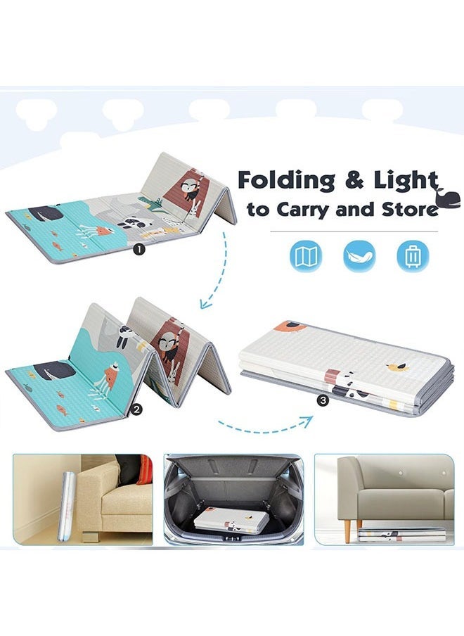 Baby Play Mat, 180 * 160 CM Foldable Baby Play Mat, Waterproof Foam Floor Baby Crawling Mat, Portable Baby Playmat for Infants, Toddler, Kids, Indoor Outdoor Use
