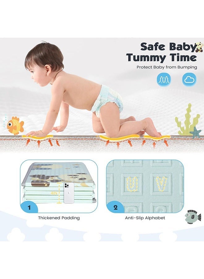 Baby Play Mat, 180 * 160 CM Foldable Baby Play Mat, Waterproof Foam Floor Baby Crawling Mat, Portable Baby Playmat for Infants, Toddler, Kids, Indoor Outdoor Use