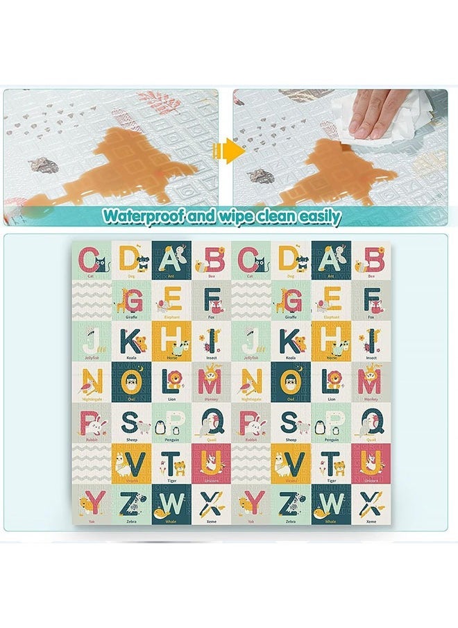 Baby Play Mat, 180 * 160 CM Foldable Baby Play Mat, Waterproof Foam Floor Baby Crawling Mat, Portable Baby Playmat for Infants, Toddler, Kids, Indoor Outdoor Use
