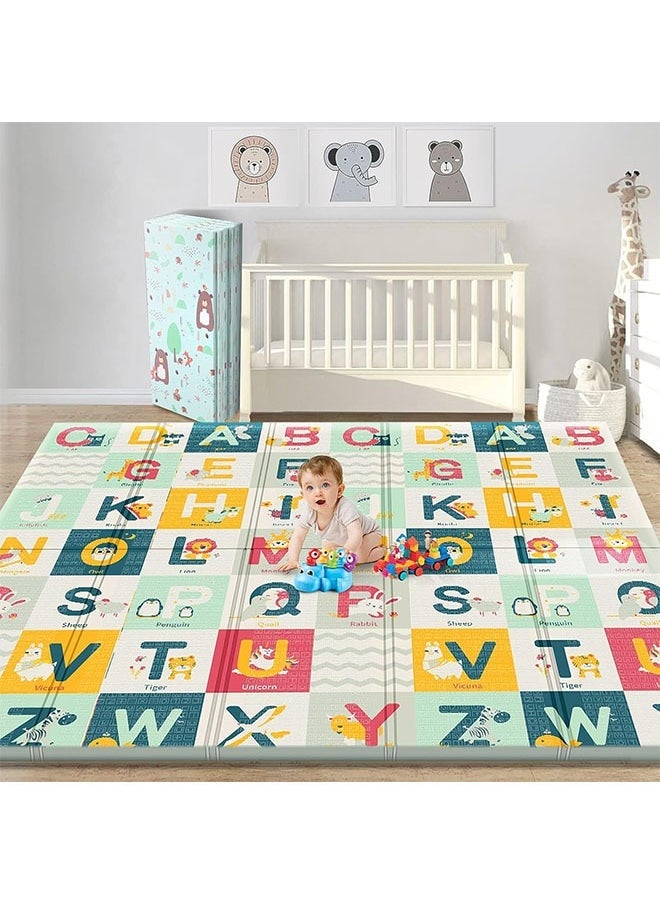 Baby Play Mat, 180 * 160 CM Foldable Baby Play Mat, Waterproof Foam Floor Baby Crawling Mat, Portable Baby Playmat for Infants, Toddler, Kids, Indoor Outdoor Use