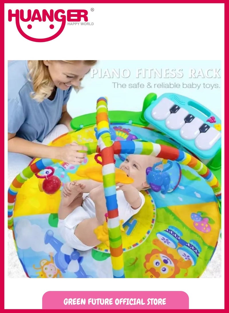 Baby Playmat w/ Piano Music and Hanging Toys for Newborns and Infants, Soft and Safe Mat, Promotes Sensory and Motor Skills