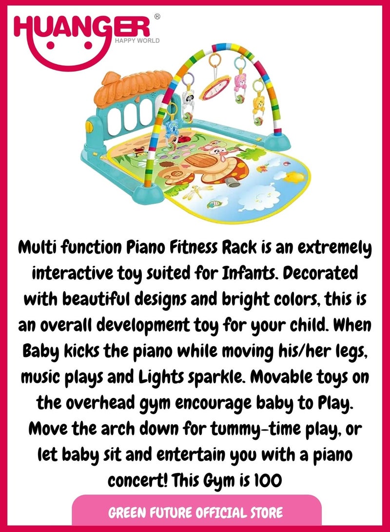 Baby Piano Playmat with Music and Hanging Toys for Newborns and Infants, Safe and Soft Mat, Promotes Motor Skills