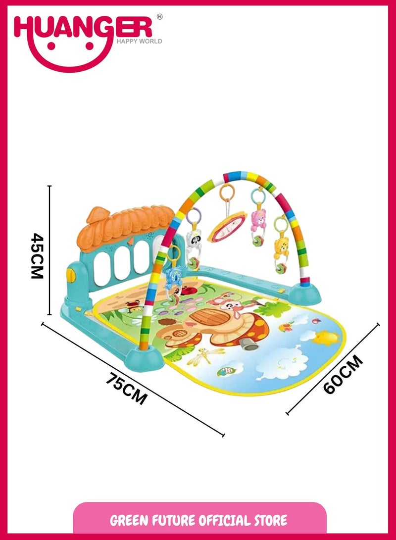 Baby Piano Playmat with Music and Hanging Toys for Newborns and Infants, Safe and Soft Mat, Promotes Motor Skills