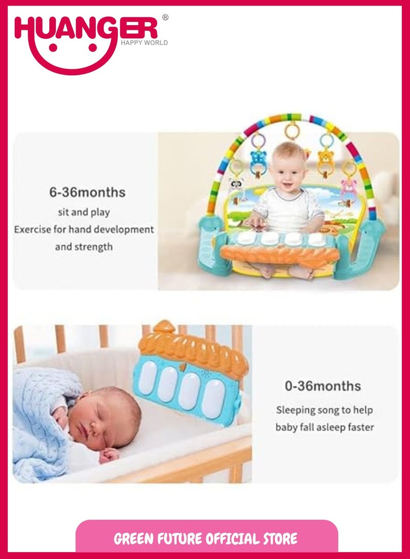 Baby Piano Playmat with Music and Hanging Toys for Newborns and Infants, Safe and Soft Mat, Promotes Motor Skills