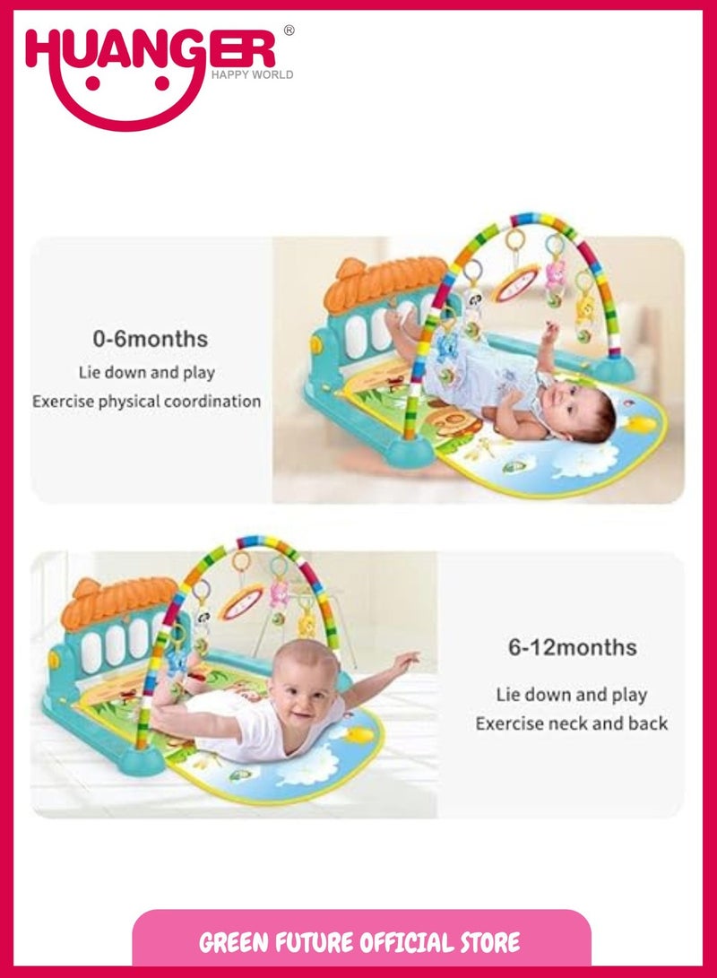 Baby Piano Playmat with Music and Hanging Toys for Newborns and Infants, Safe and Soft Mat, Promotes Motor Skills