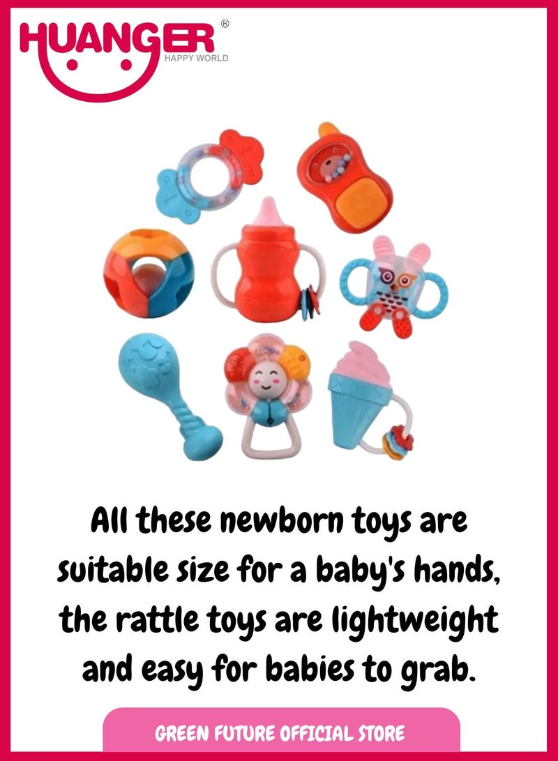 Baby Sensory Rattle Set with Teethers & Toys for Newborns   8 Pieces for Early Development, Sensory Play, and Teething Relief