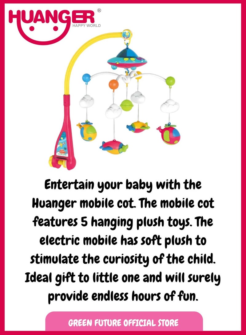 Baby Musical Mobile Crib Toy with Rotating Airplanes & Clouds – Interactive Early Learning Toy for Newborns, Toddlers, with Fun Sounds, Lights, and Hanging Toys for Playtime and Sleep