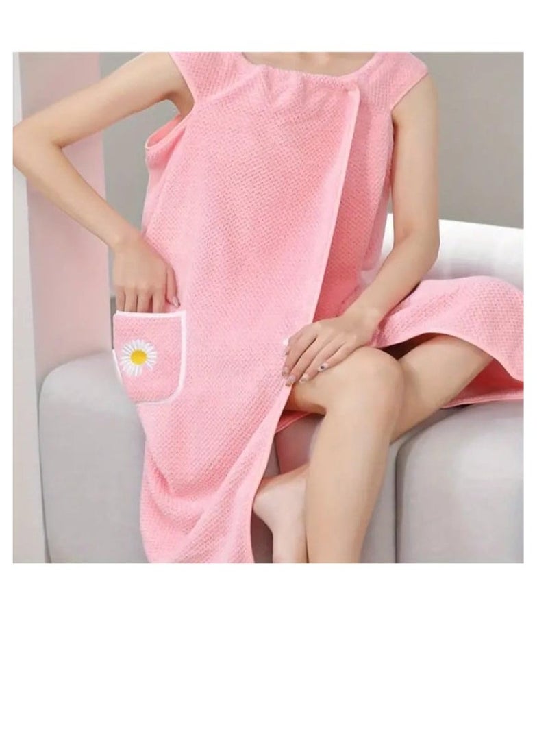 Microfiber Wearable Towel Bath, Ladies Sling Towel Wrap, Bath and Gym Towel, Quick Dry Fleece Bathrobe, Women Shower Wrap Towel with Pocket, Towel Wrap for Women (Size:L)