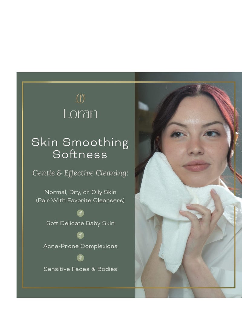 White Washcloths Set of 6 Soft Facial Cloths 10” x 10” 100% Viscose Derived from Bamboo Spa-Like Feel Silky Face Cloth for Skin Cleansing