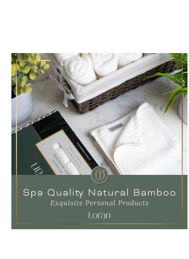 White Washcloths Set of 6 Soft Facial Cloths 10” x 10” 100% Viscose Derived from Bamboo Spa-Like Feel Silky Face Cloth for Skin Cleansing