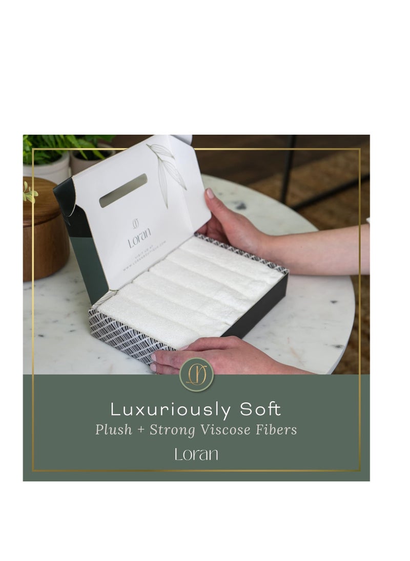 White Washcloths Set of 6 Soft Facial Cloths 10” x 10” 100% Viscose Derived from Bamboo Spa-Like Feel Silky Face Cloth for Skin Cleansing