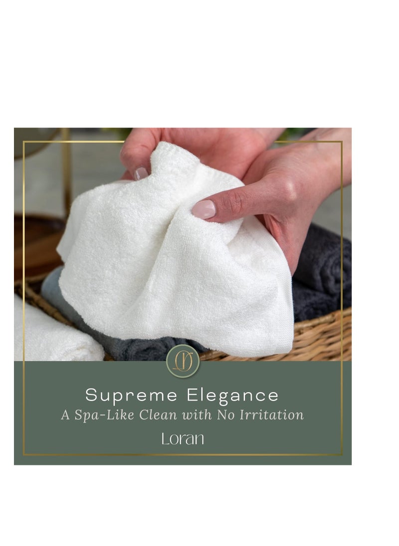 White Washcloths Set of 6 Soft Facial Cloths 10” x 10” 100% Viscose Derived from Bamboo Spa-Like Feel Silky Face Cloth for Skin Cleansing