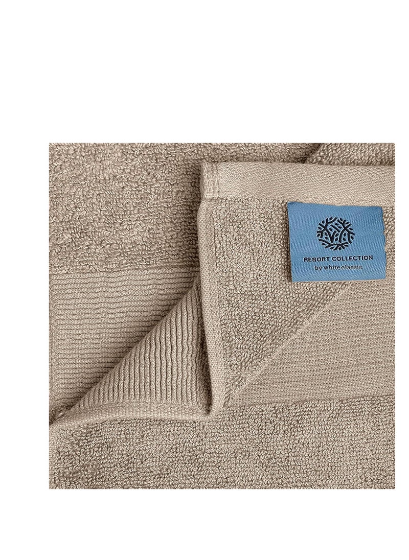 White Classic Resort Collection Soft Washcloth Face & Body Towel Set | 12x12 Luxury Hotel Plush & Absorbent Cotton Washclothes [12 Pack, Taupe]