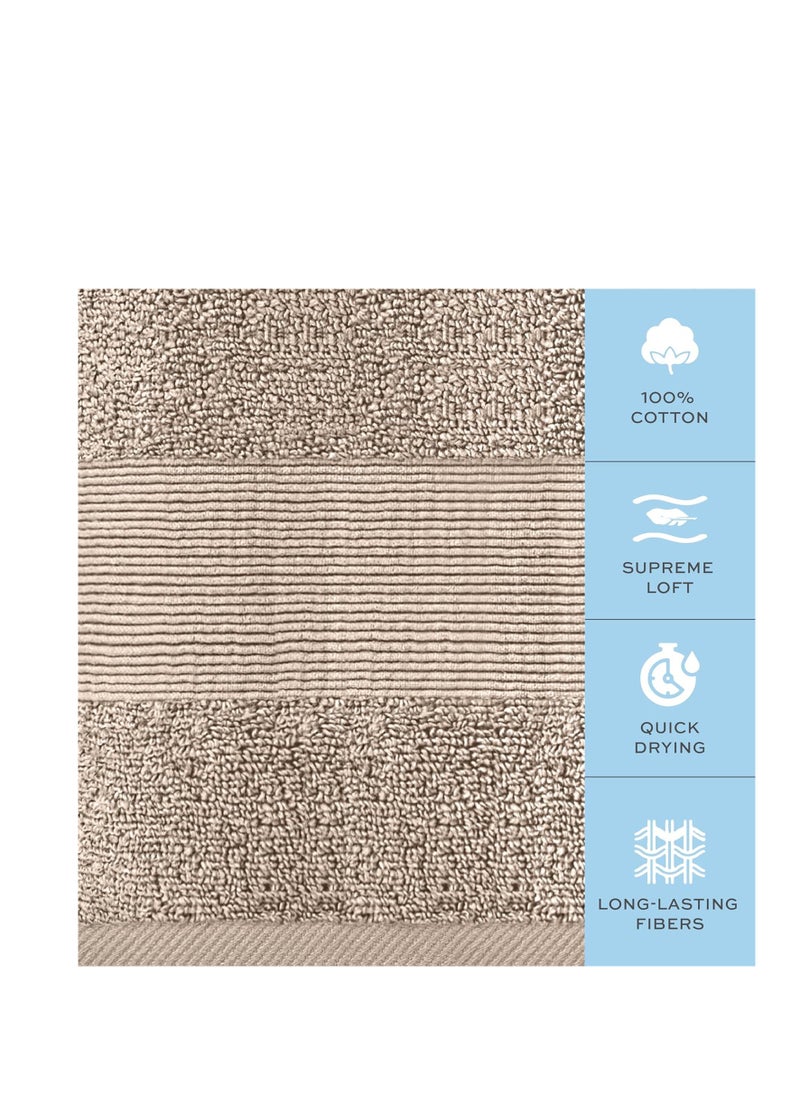 White Classic Resort Collection Soft Washcloth Face & Body Towel Set | 12x12 Luxury Hotel Plush & Absorbent Cotton Washclothes [12 Pack, Taupe]