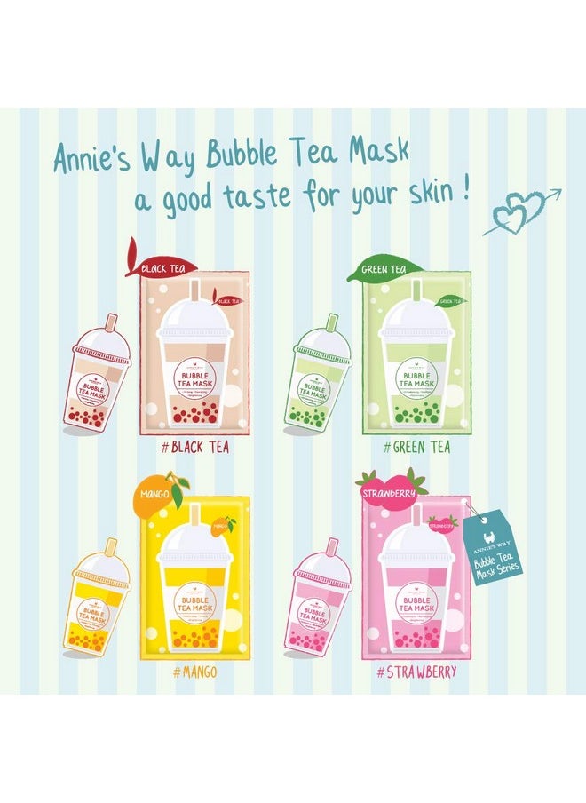 Taiwan Made Bubble Tea Scent Face Facial Mask Sheet Soothing Moisturizing Hydrating Brightening Oilbalancing Control Suitable For All Skin Conditions Pack Of 5 (Strawberry)