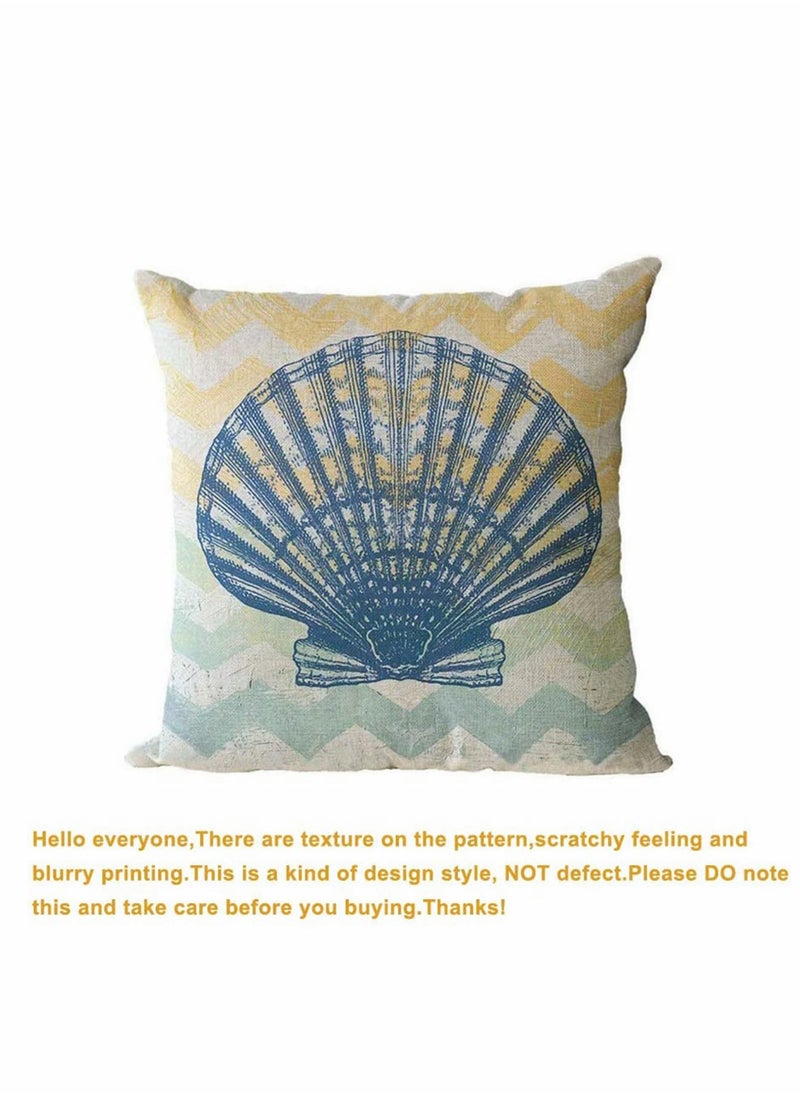 Decorative Throw Pillow Covers Pack of 4, Waterproof Cushion Covers, Perfect to Outdoor Patio Garden Living Room Sofa Farmhouse Decor (18x18 Inches) (Starfish Seahorse)