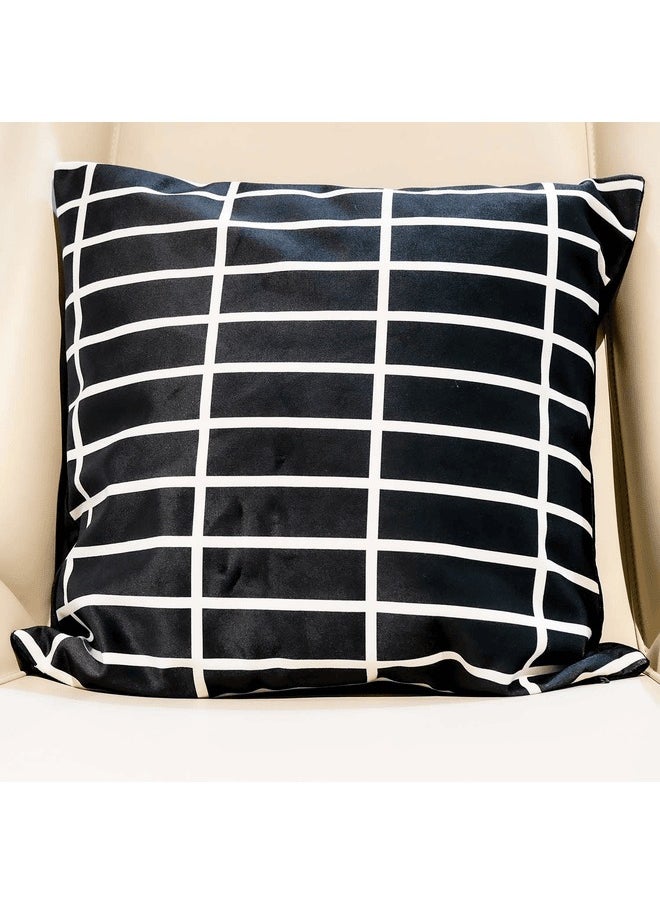 MAAC Home Set of 2 Cushion Cover  Grid Cushion in Black and White Premium Modern Minimalist Elegant design for Sofa Couch Bed Chair (Cushion Cover with Filler)