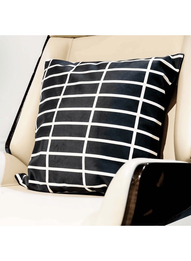 MAAC Home Set of 2 Cushion Cover  Grid Cushion in Black and White Premium Modern Minimalist Elegant design for Sofa Couch Bed Chair (Cushion Cover with Filler)