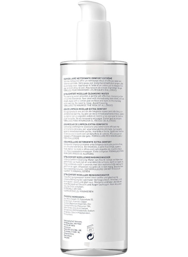 Roc Extra Comfort Micellar Cleansing Water Sensitive Skin, Face And Eyes Effective Minimises Allergy Risks 400 Ml