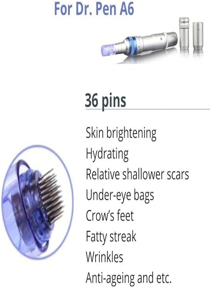 A1/ A6 Microneedle Replacement Cartridge, Microneedle/Cartridge for Ultima A1/A6/M5/M7/N2 (10 pack, 36 needles)