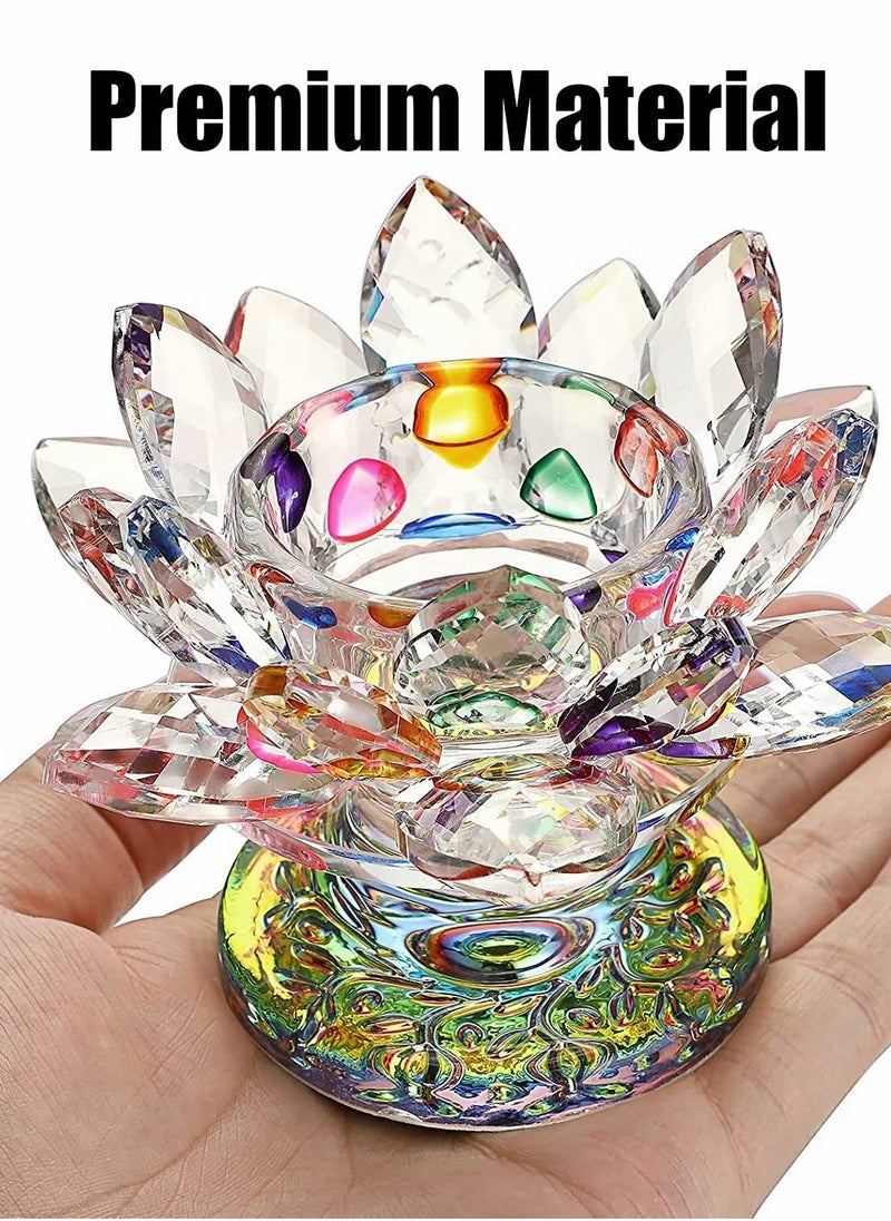 Colorful Crystal Lotus Flower Candle Holder, Colorful Glass Candle Holder, Votive Tealight Candle Holder