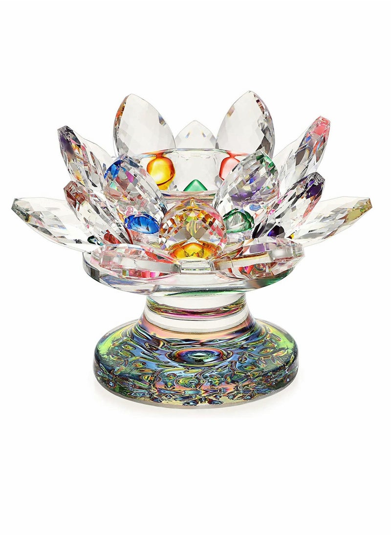 Colorful Crystal Lotus Flower Candle Holder, Colorful Glass Candle Holder, Votive Tealight Candle Holder