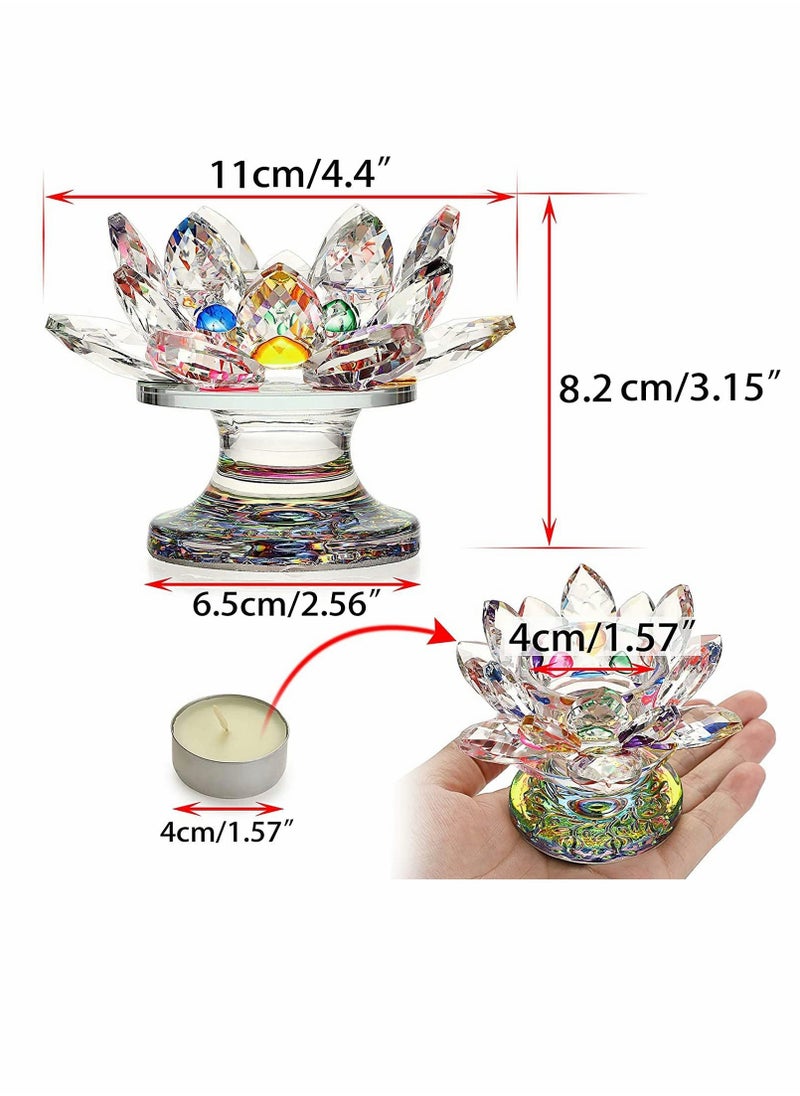 Colorful Crystal Lotus Flower Candle Holder, Colorful Glass Candle Holder, Votive Tealight Candle Holder