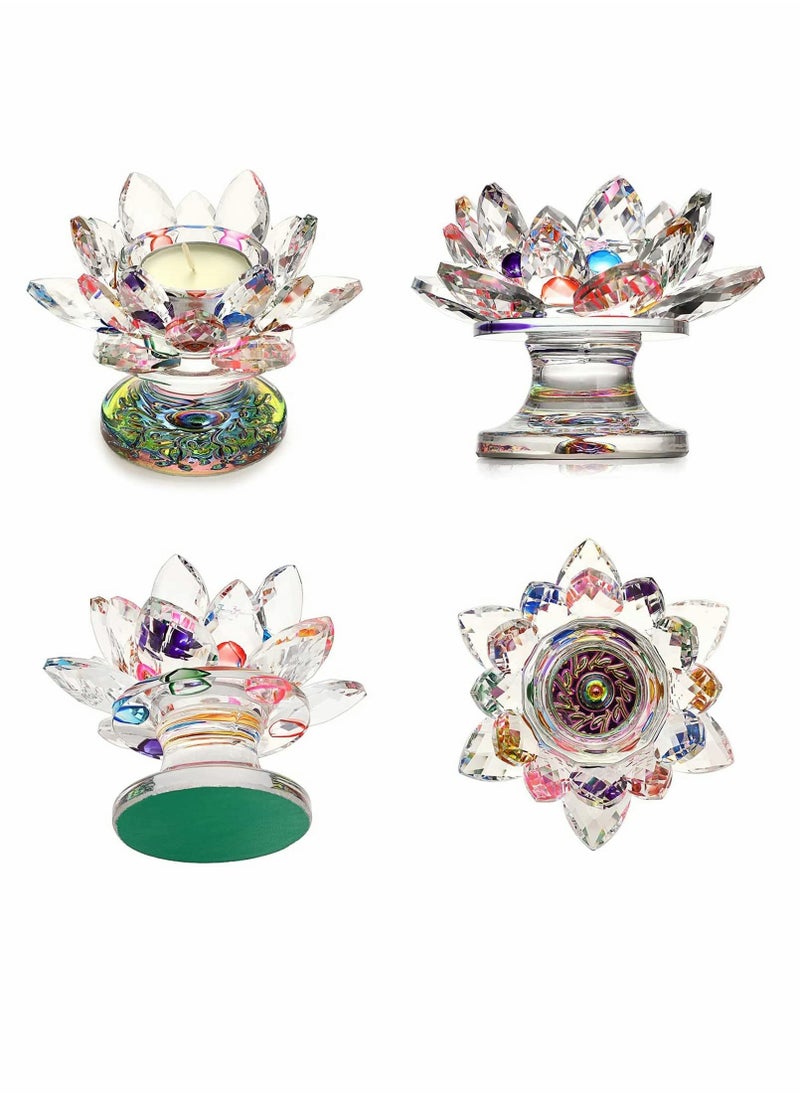 Colorful Crystal Lotus Flower Candle Holder, Colorful Glass Candle Holder, Votive Tealight Candle Holder