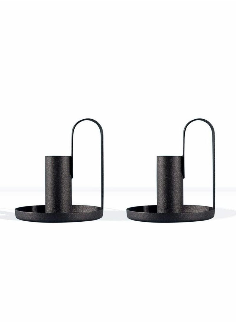 Taper Candle Holders, Candlestick Set of 2, Anti Rust Retro Iron Vintage Candelabra Stand Candlelight Dinner Party Kitchen Home Decoration for Wedding Dinning Room Decoration