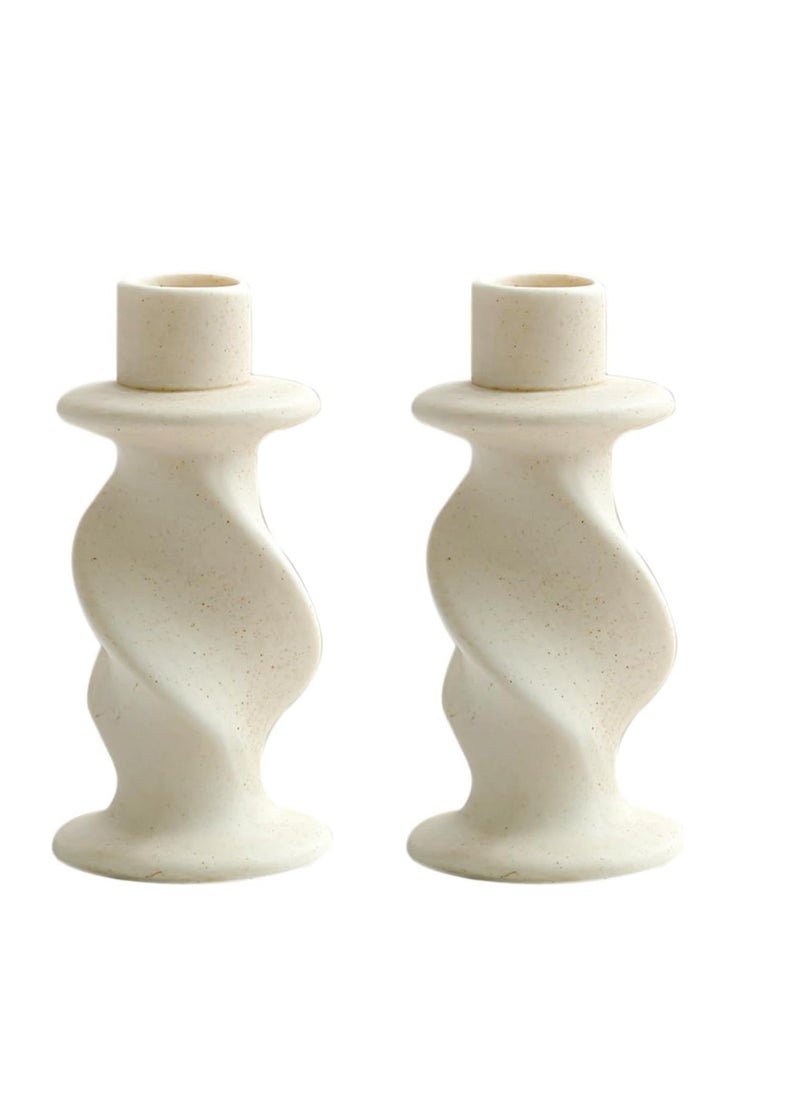 Taper Candle Holder Ceramic Candlestick Holders Decor Table Centerpiece Taper Candle Holders Desktop Decoration for Home Decor Wedding Dinning Party/Festival/Celebrations 2 Pieces