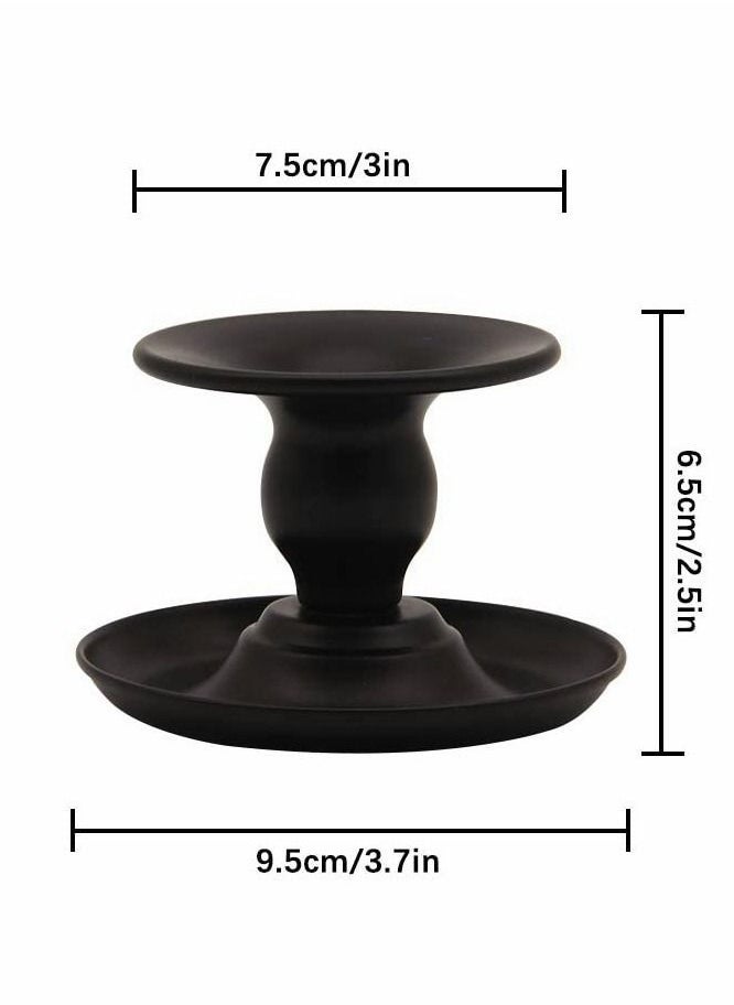 Taper Candle Holder Set, Black Retro Iron Candle Stick Holder, Candlelight Stand for Pillar Candles, Candle Stands Decorative for Weddings, Parties and Home Décor (Pack of 2)