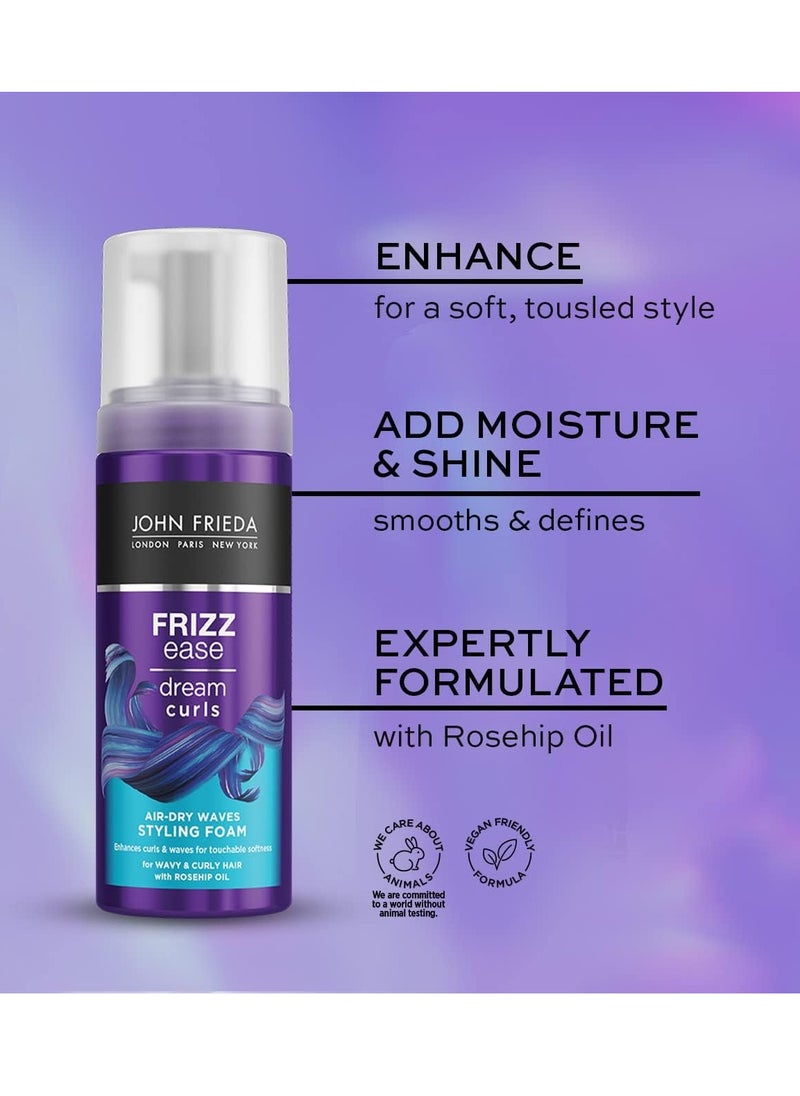 Frizz Ease Dream Curls Air Dry Waves Styling Foam 150ml Wave and Curl Enhancer lightweight Anti Frizz Styling Foam