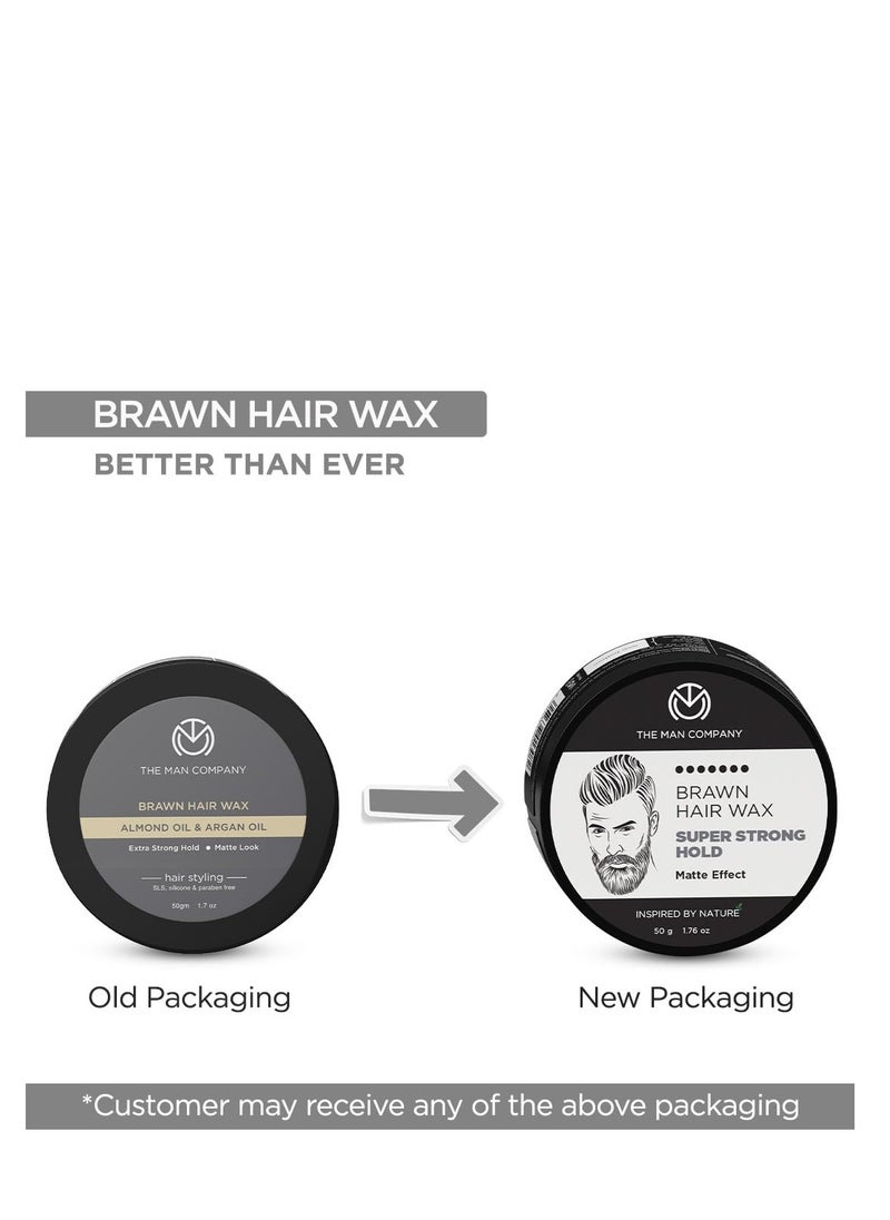 The Man Company Brawn Extra Stronghold Hair Wax for Men | Stylish Pomade Matte Finish | Hair Volumizer | Non - Sticky - 50gm