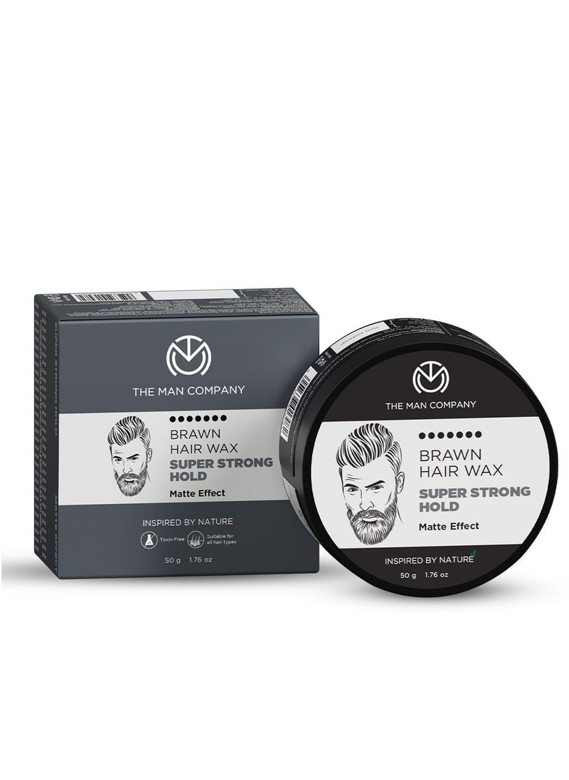 The Man Company Brawn Extra Stronghold Hair Wax for Men | Stylish Pomade Matte Finish | Hair Volumizer | Non - Sticky - 50gm