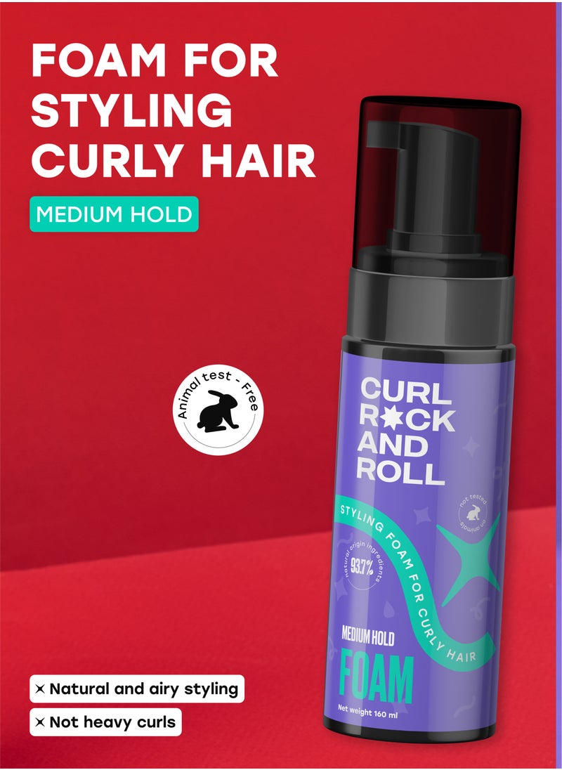 Curl Rock and Roll Hair Styling Foam - Softens and Smoothes - Paraben-Free & Sulfate-Free - Medium Hold, 160 ml