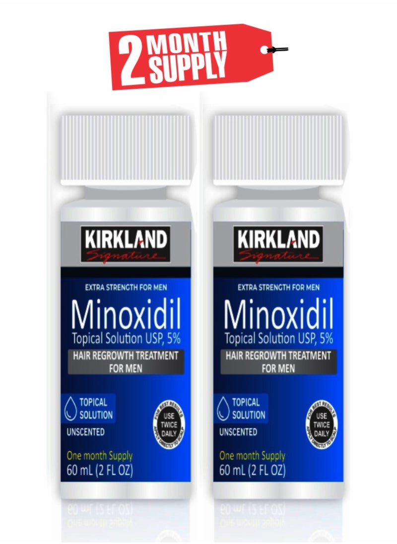 Minoxidil 5% Scalp Solution - 2-Month Pack for Men's Hair Regrowth (2pcs)