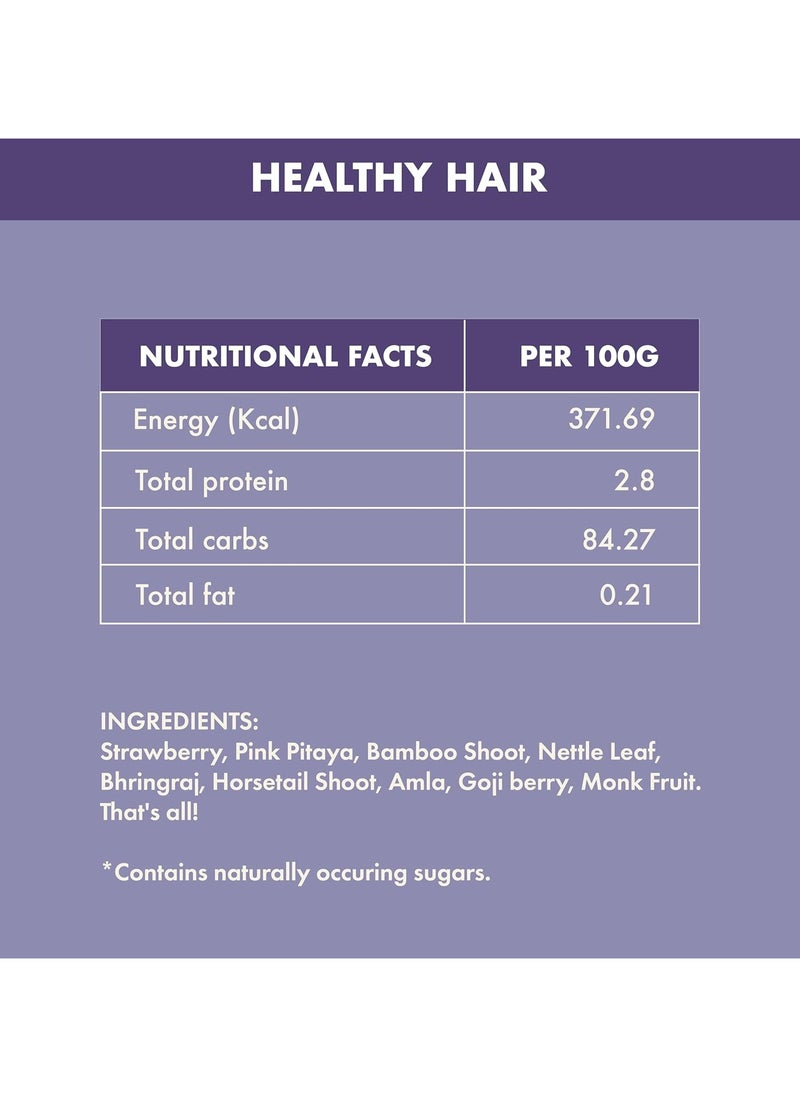 Cosmex Healthy Hair - For Healthy Scalp & Hair - Biotin Booster - Superfood Blend With Berries, Amla & Bamboo Shoot - 60G - 40 Servings - No Preservatives No Added Sugar - Vegan Powder