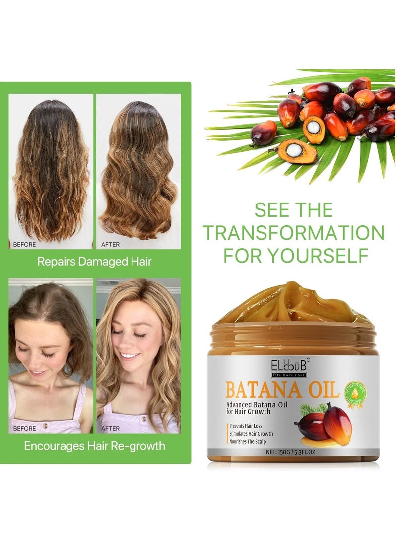 150g Natural Batana Oil Hair Butter Raw Batana Oil for Hair Growth Batana Oil Enhance Hair Strength Prevent Hair Loss Repair Splitting Drying Hair Growth Oil Organic Batana Hair Oil