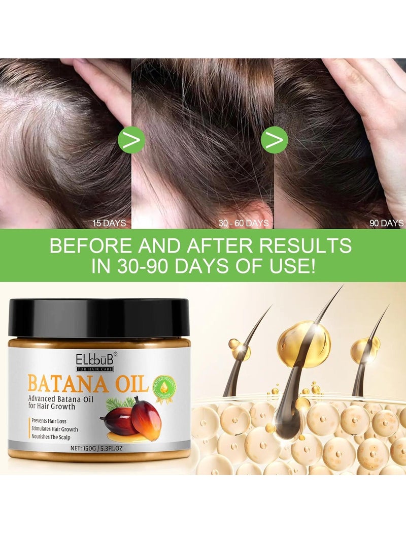 150g Natural Batana Oil Hair Butter Raw Batana Oil for Hair Growth Batana Oil Enhance Hair Strength Prevent Hair Loss Repair Splitting Drying Hair Growth Oil Organic Batana Hair Oil