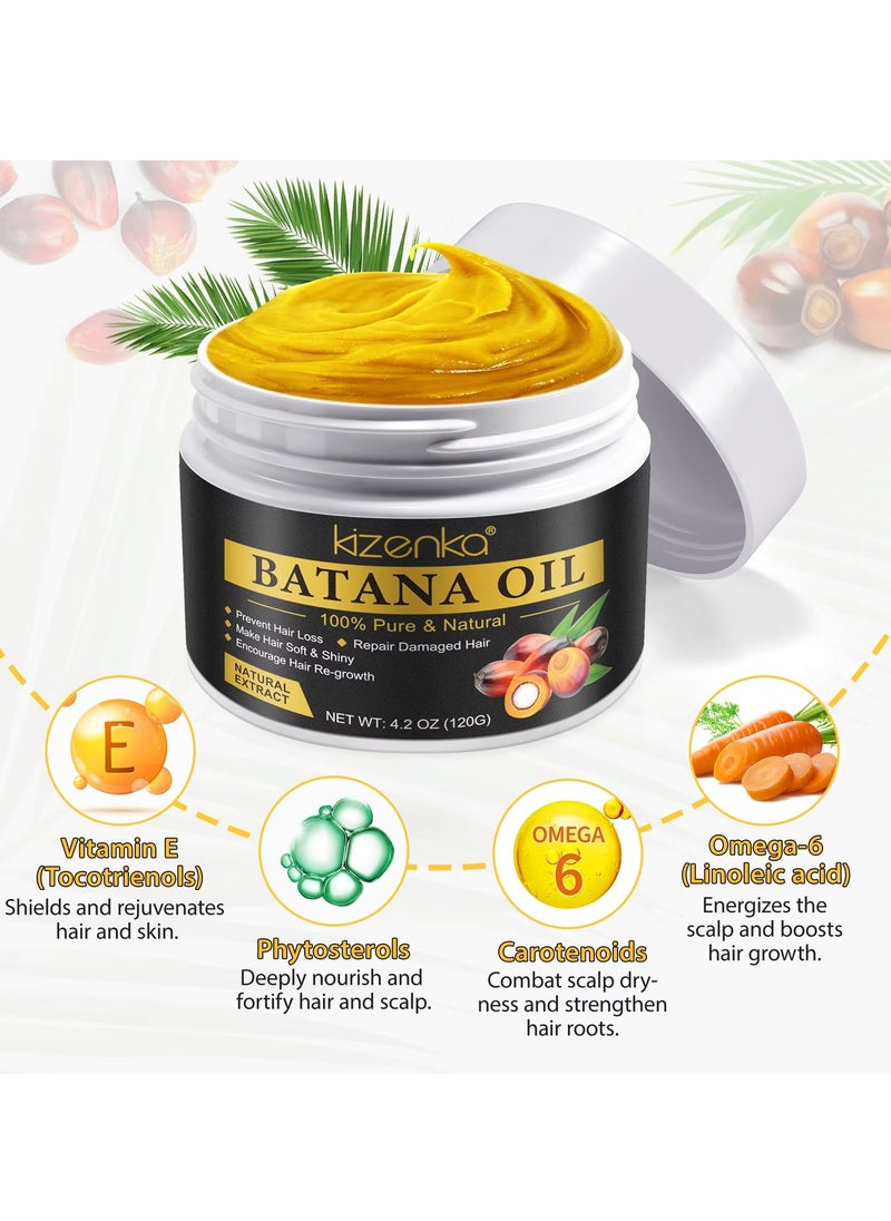 120g Natural Batana Oil Hair Butter Raw Batana Oil for Hair Growth Batana Oil Enhance Hair Strength Prevent Hair Loss Repair Splitting Drying Hair Growth Oil Organic Batana Hair Oil