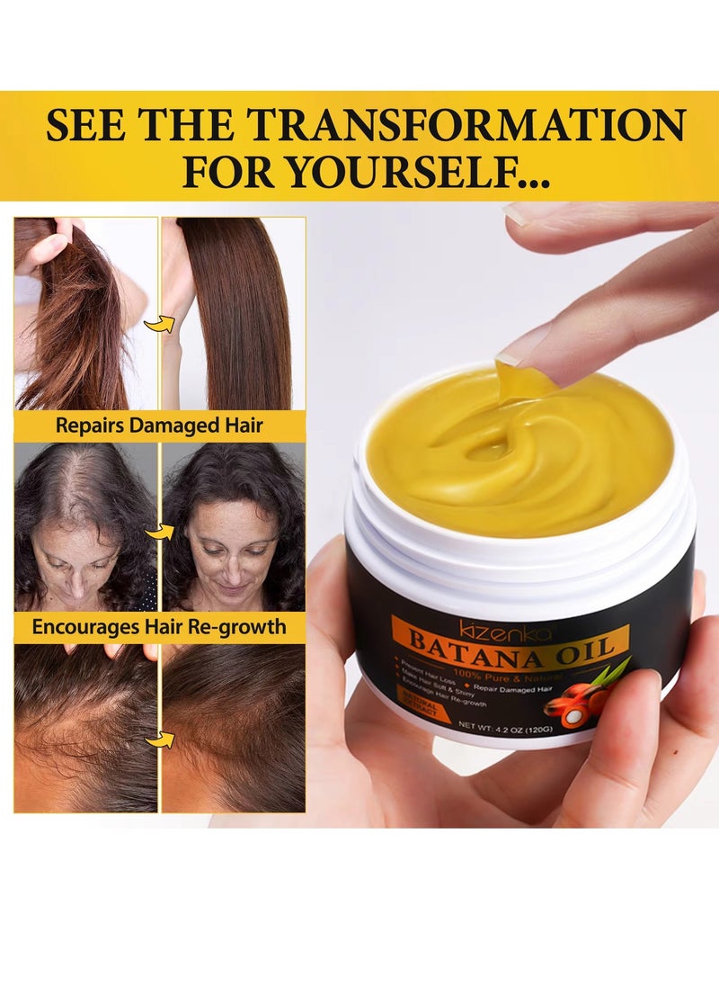 120g Natural Batana Oil Hair Butter Raw Batana Oil for Hair Growth Batana Oil Enhance Hair Strength Prevent Hair Loss Repair Splitting Drying Hair Growth Oil Organic Batana Hair Oil