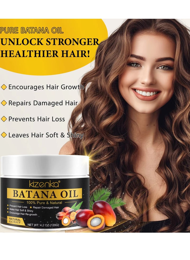 120g Natural Batana Oil Hair Butter Raw Batana Oil for Hair Growth Batana Oil Enhance Hair Strength Prevent Hair Loss Repair Splitting Drying Hair Growth Oil Organic Batana Hair Oil