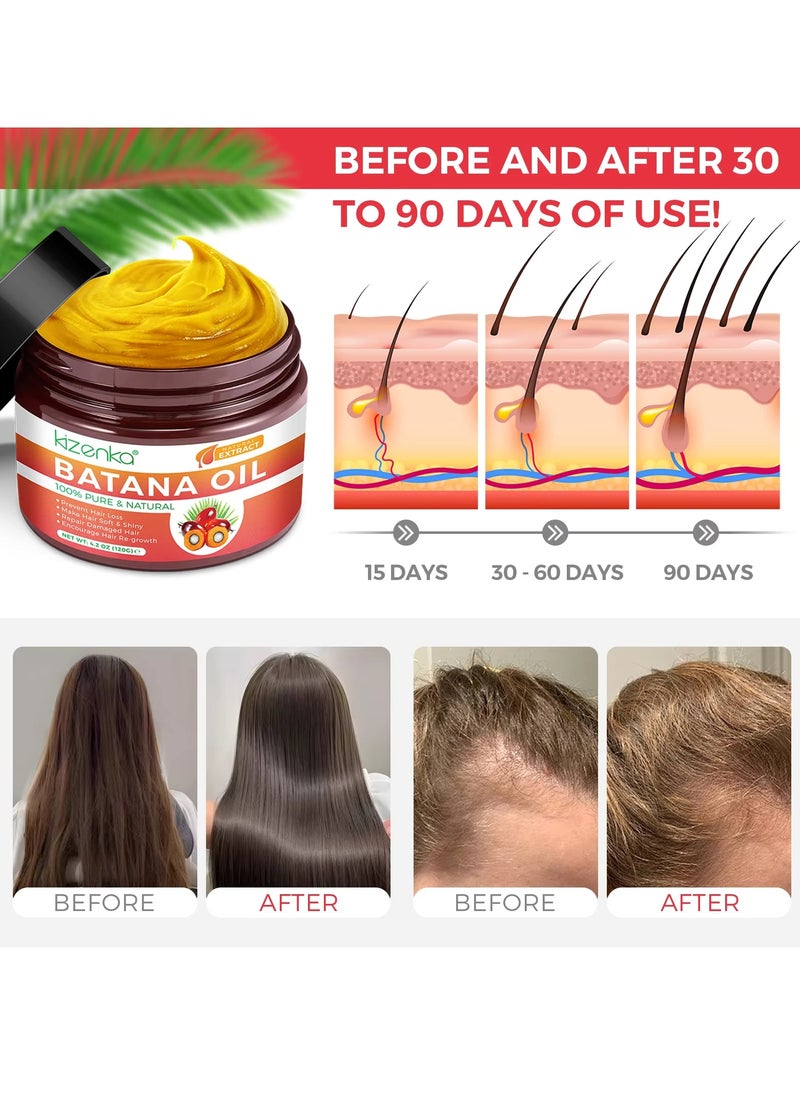 120g Natural Batana Oil Hair Butter Raw Batana Oil for Hair Growth Batana Oil Enhance Hair Strength Prevent Hair Loss Repair Splitting Drying Hair Growth Oil Organic Batana Hair Oil