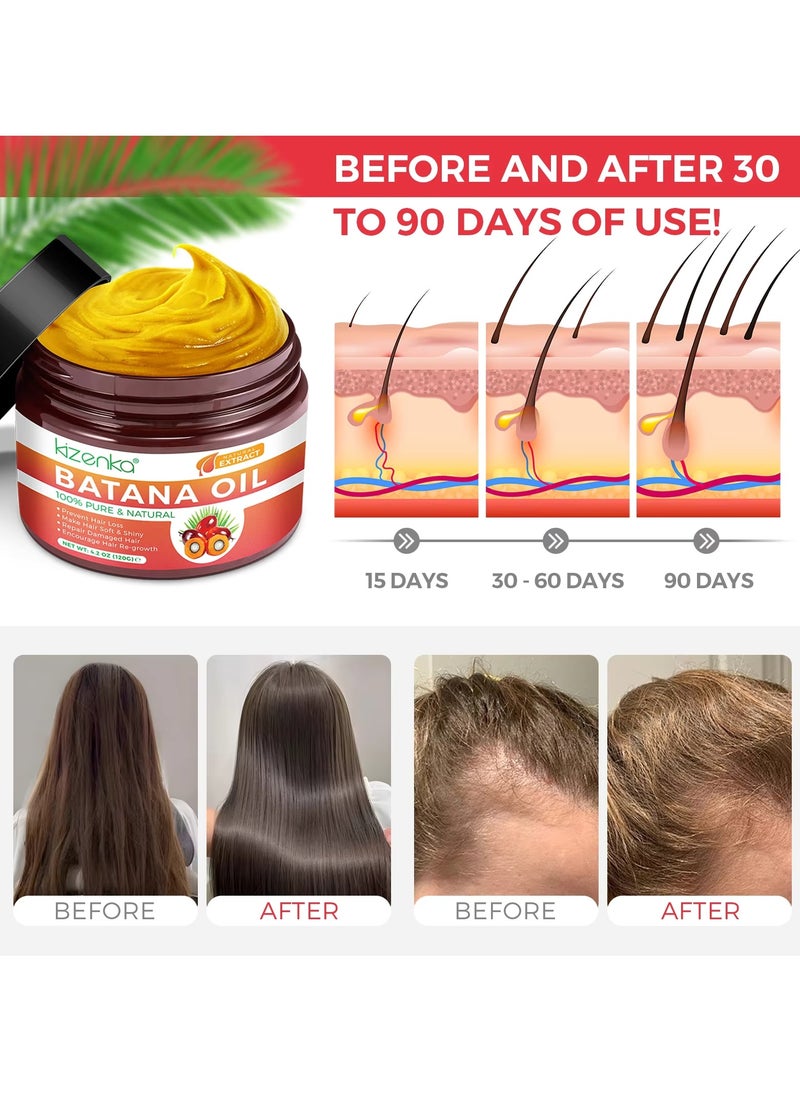 120g Natural Batana Oil Hair Butter Raw Batana Oil for Hair Growth Batana Oil Enhance Hair Strength Prevent Hair Loss Repair Splitting Drying Hair Growth Oil Organic Batana Hair Oil